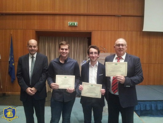 Savvass Marcou,  Orestis Michaelides, Dr Mavromatis and Mr Boyadjian recieving awards on behalf of E